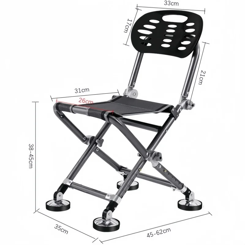 Outdoor All Terrain Fishing Chair Foldable Beach Chair 180 Degree Adjustable Backrest Camping Chair Stool Fishing Gear 6