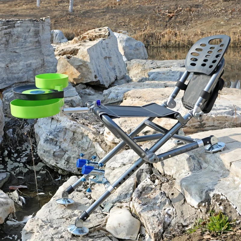 Outdoor All Terrain Fishing Chair Foldable Beach Chair 180 Degree Adjustable Backrest Camping Chair Stool Fishing Gear 2